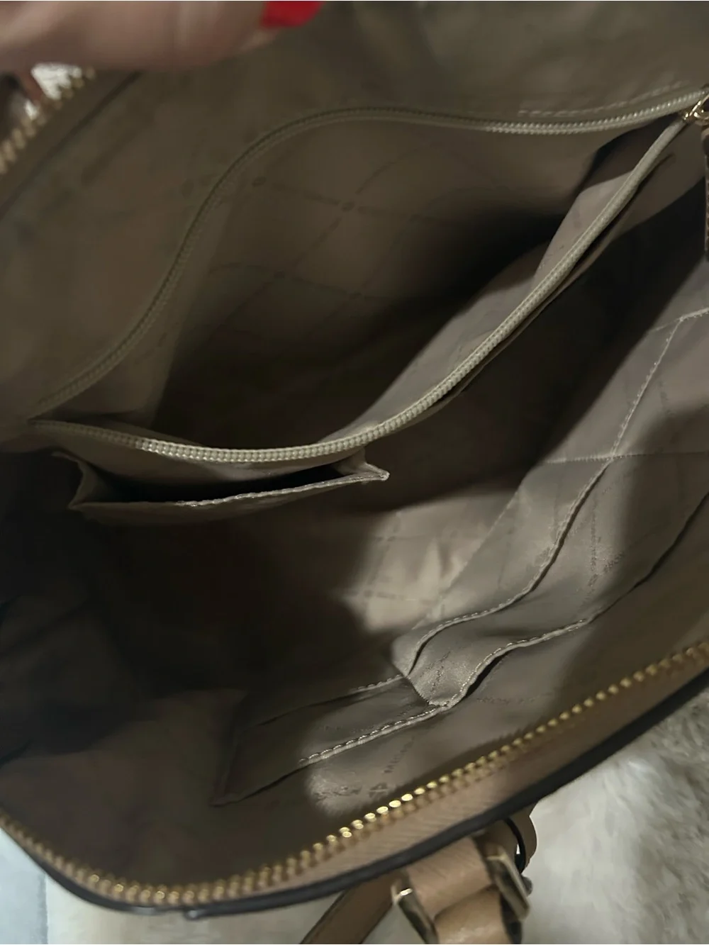 Michael Kors Tan Saffiano Satchel with Gold Accent Charm
